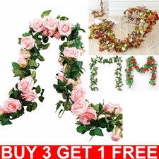 8Ft Artificial Flower Floral Fake Hanging Rose Garland Leaf Party Wedding Decor