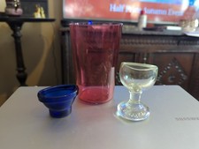 Collection Of Glass Items.  Bristol Blue Eye Bath, Clear Eye Bath & Tumbler