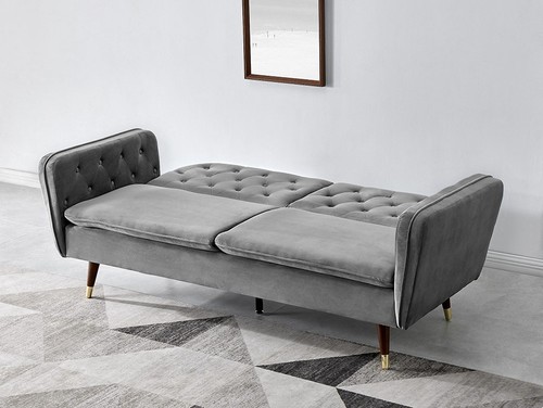 Velvet fabric sofa bed - fabric, 3