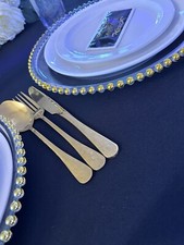 Gold Cutlery FOR HIRE - 600 Covers gold beaded glass Charger Plates x 600 
