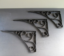 Vintage Large Rustic Country Garden Wrought Iron Wall Shelf Bracket x 3