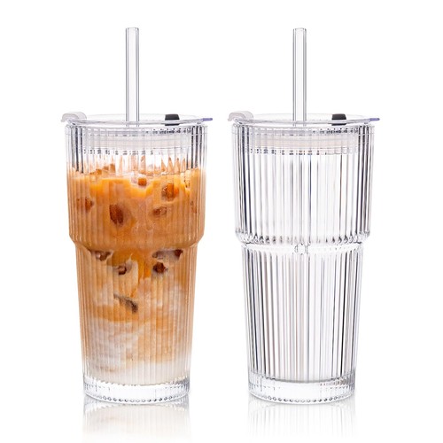 Pack 600ml ribbed glass - 2-pack,