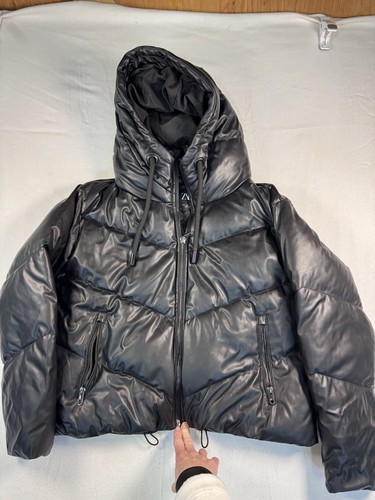 Zara glossy black puffer - black,