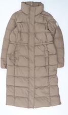 Joules Women Beige Long Puffer Coat UK 12 Down Filled Warm Winter