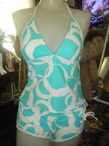 Turquoise and white tankini - and,