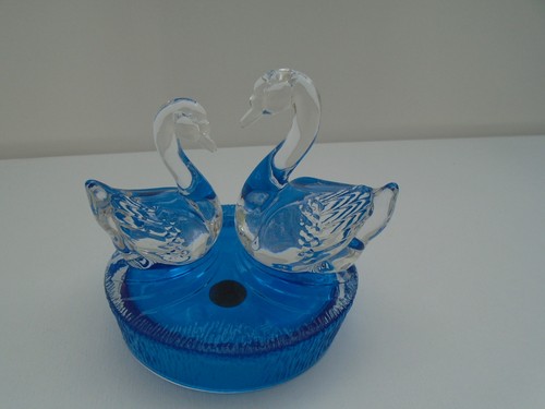 Rcr glass swans - swans, pair