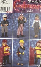 Simplicity Pattern 5871 Child Costume Fireman Police Train Driver 6m-4y Cut To 4