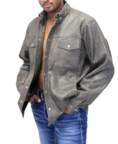 New mens leather shirt - leather, real