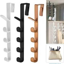Over Door Hook Rack 5 Hooks Plastic Clothes Hanger Coat Hat Bag Bedroom Storage