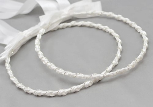 White satin braided silver - braided, &
