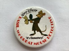 THE GREAT MOUSE DETECTIVE PROMO MOVIE BADGE PIN BUTTON Walt Disney
