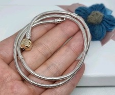 BOXED Genuine PANDORA 14k Gold Barrel Clasp Silver Chain Necklace  42cm 💕 