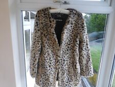 Steve Madden Faux Fur Leopard Print Coat Size S UK 10