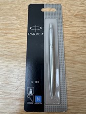 Silver Coloured Parker Pen Ball Point Jotter - Brand New - Medium Blue