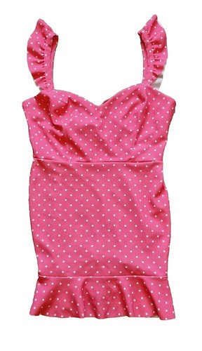 Open back pink polka - dot, mini