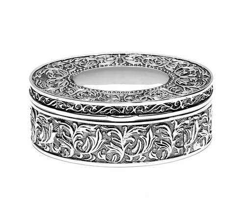 Jewelry box oval silver plated - box,