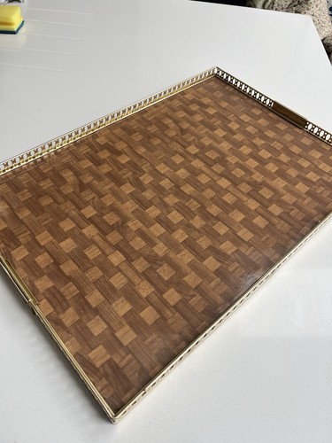 Mid century chequer - teak, gold