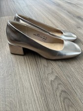 Marks & Spencer Women’s Shoe Size 4.5 Gold Square Toe Small Heel Court