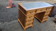 Solid pine pedestal desk green