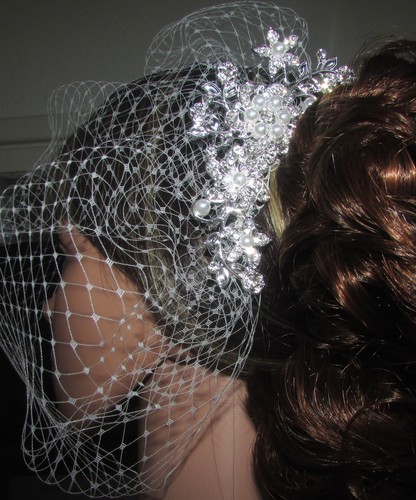 Ivory wedding veil - , birdcage