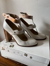 White Leather Poste Mistress ‘Daisy’ Heeled Shoes UK Size 5 (EU 38)