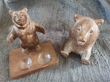 Rare! Antique 19th century, swiss/german wooden black forest bear set.