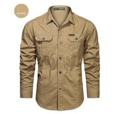 Men Military Army Shirts Casual Tactical Work Button Pocket T Shirt Long Sleeve