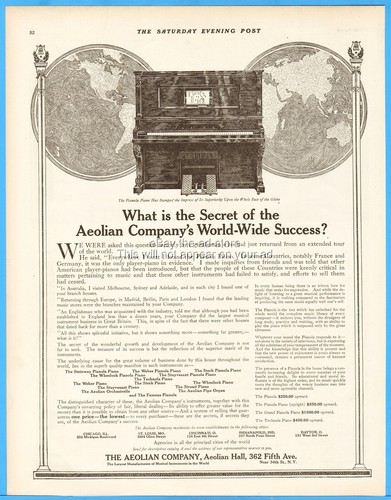 1911 aeolian pianola - 1911, player