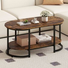 Marble Coffee Table with Open Storage Shelf
