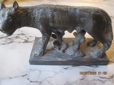 OLD BRONZE FIGURINE - the WOLF , ROMULUS AND REMUS , FORMATION OF ROME