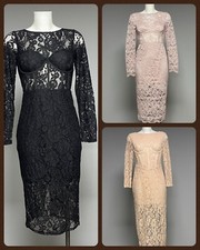 Corset Detail Sheer Lace Dress With Bust And Mini Lining Bodycon Size 8 samples