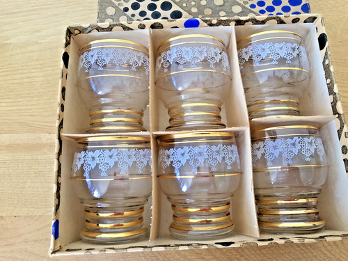 Set vintage etched grape - etched,