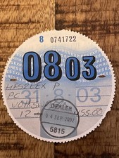 Old Tax Disc August 2003