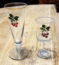 2 DIFFERENT STYLE VINTAGE RETRO CHERRY B STEMMED GLASSES