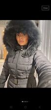 Froccella Black winter coat with real fur hood. Only worn twice. 
