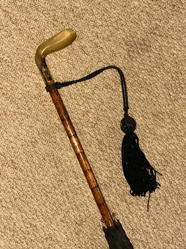 Antique black golf umbrella - antique,