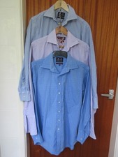 Three Stephens Brothers Long Sleeve Pattern Shirts Size 15.5": Blue, Lilac, Blue