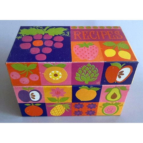 Tin recipe box vtg - recipe, 70s