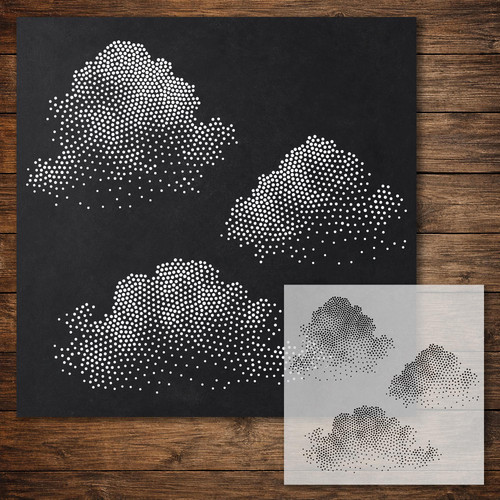 Clouds stipple art stencil - clouds,