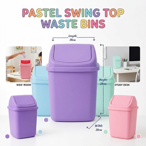 Pastel plastic swing top waste - plastic,