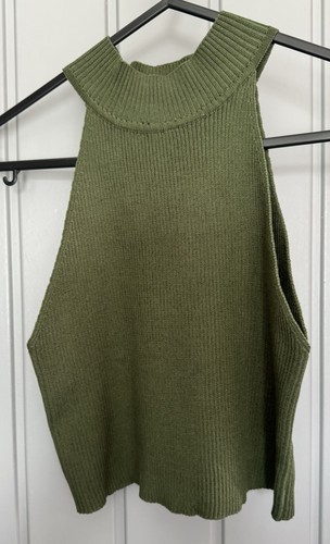 Khaki green halterneck crop - halterneck,