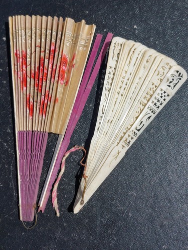 Antique cow bone brise folding - bone,