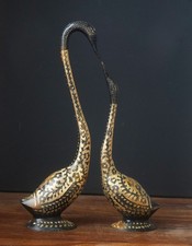 Brass Swan Pair Statue Duck Bird Figurines Tabletop Showpiece Idol Home Decor
