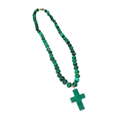 Vintage natural malachite bead - natural,