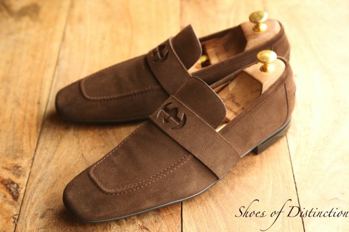 Gucci brown suede loafers - gg,
