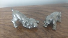 Miniature Pewter Puppies Dogs Playing - Labrador / Basset Hound / Dachshund