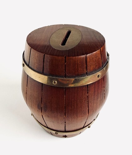 Vintage wooden barrel money - barrel,