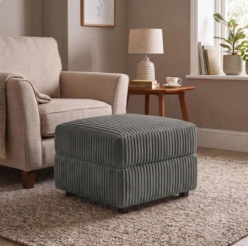 Grey fabric footstool - footstool, non