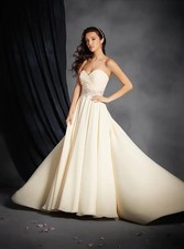 Alfred Angelo Champagne Embellished Strapless Wedding Gown Size 14 $1599