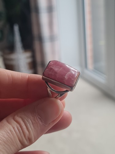 Rhodochrosite ring silver - ring, in